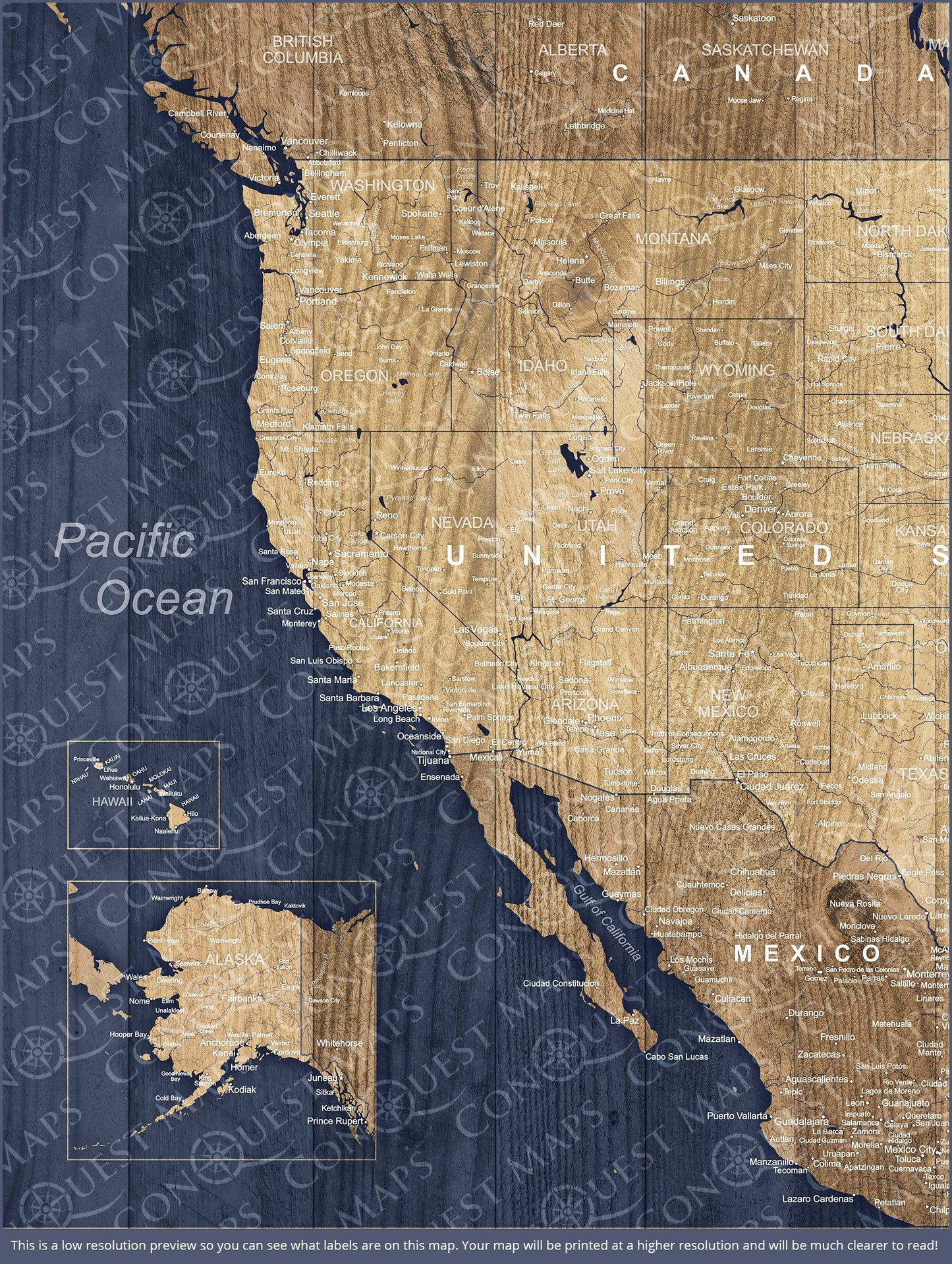 Push Pin USA Map: Deep Sea Drift (Pins Included)