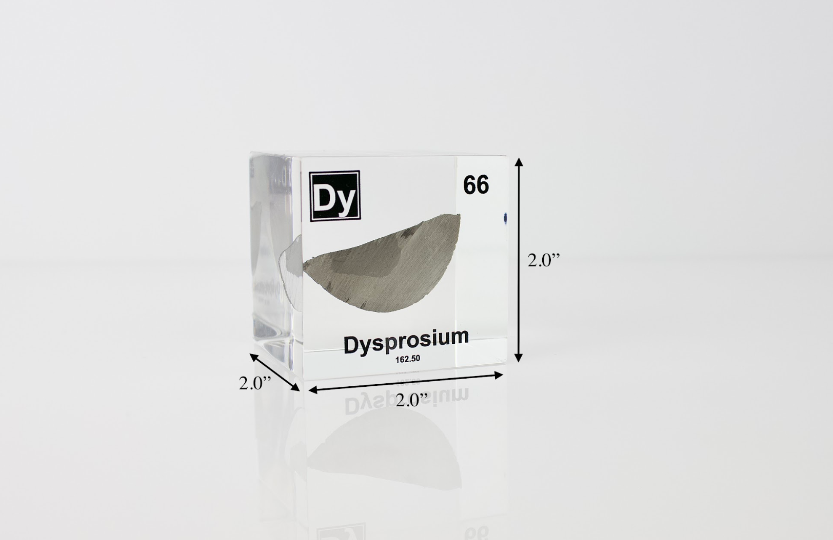 Dysprosium Element Cube - 2" Acrylic Display - Atomic Number 66