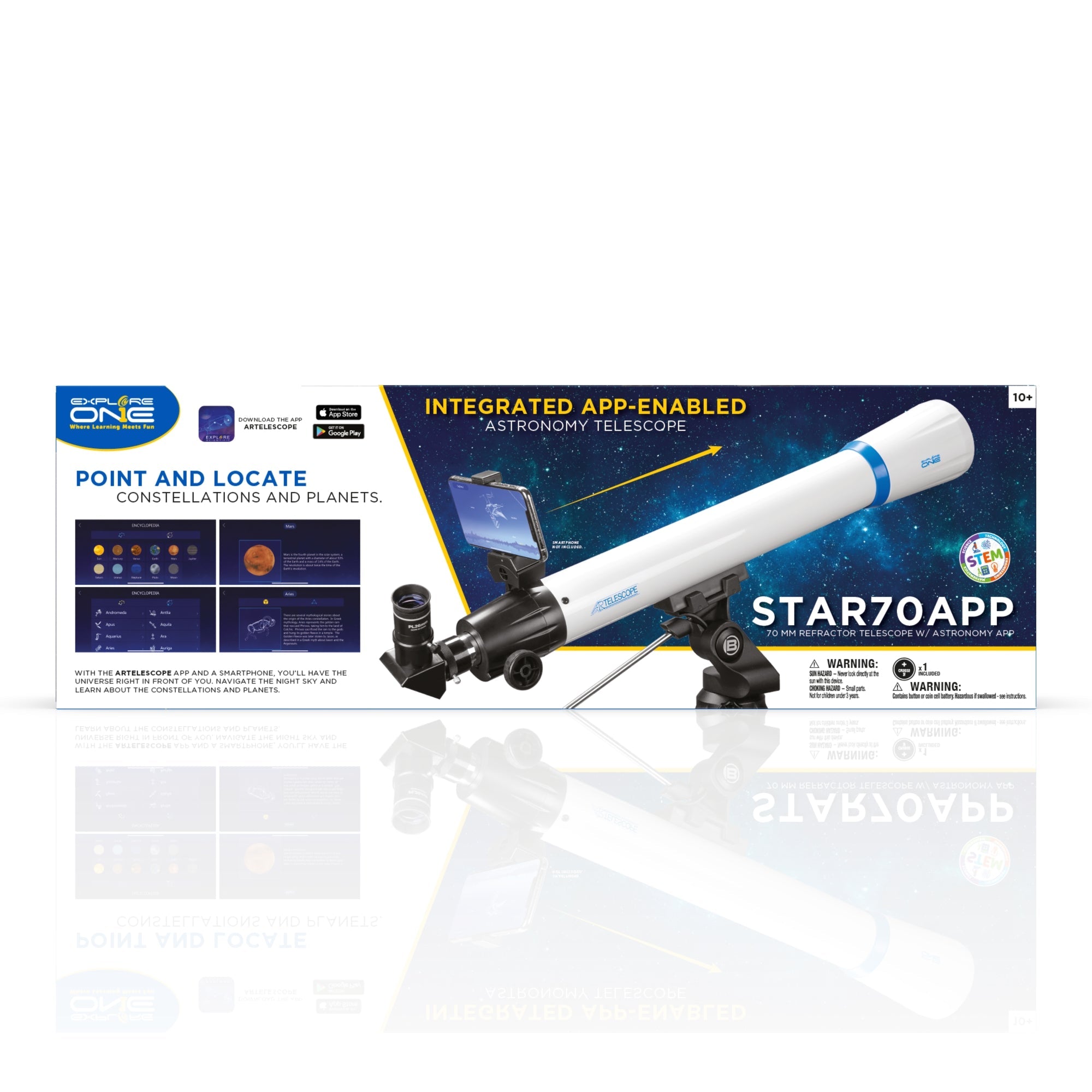 STAR70APP 70mm Refractor Telescope w/ Panhandle Mount and Astronomy APP