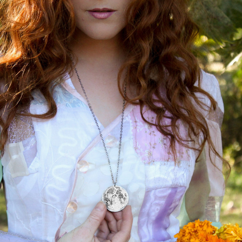Silver Supermoon Necklace or Charm - Large 1.5 inches / 38 mm