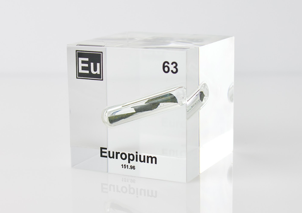 Europium Element Cube - 2" Acrylic Display - Atomic Number 63
