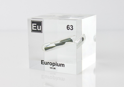 Europium Element Cube - 2" Acrylic Display - Atomic Number 63