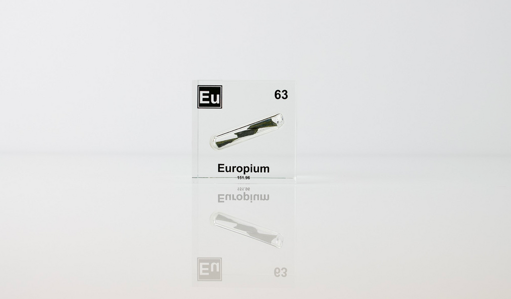 Europium Element Cube - 2" Acrylic Display - Atomic Number 63