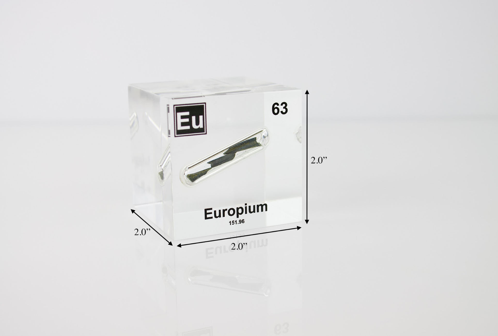 Europium Element Cube - 2" Acrylic Display - Atomic Number 63