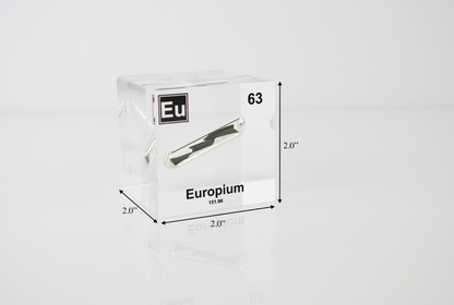 Europium Element Cube - 2" Acrylic Display - Atomic Number 63