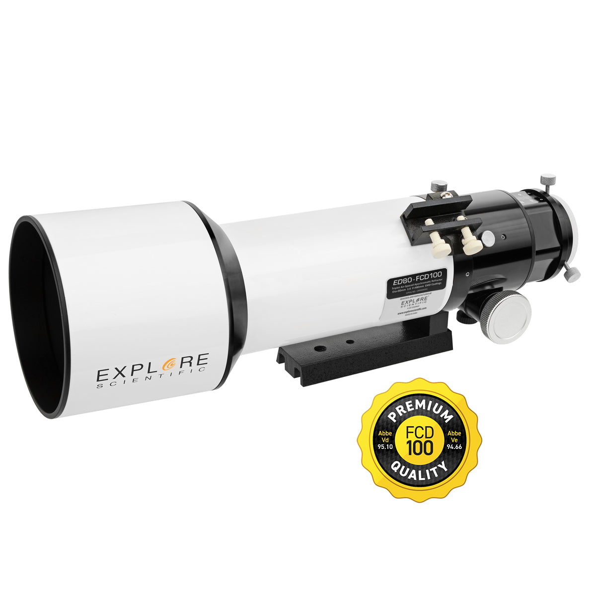 ED80-FCD100 Series Air-Spaced Triplet Refractor Telescope and Hybrid 2N1 Finder Base