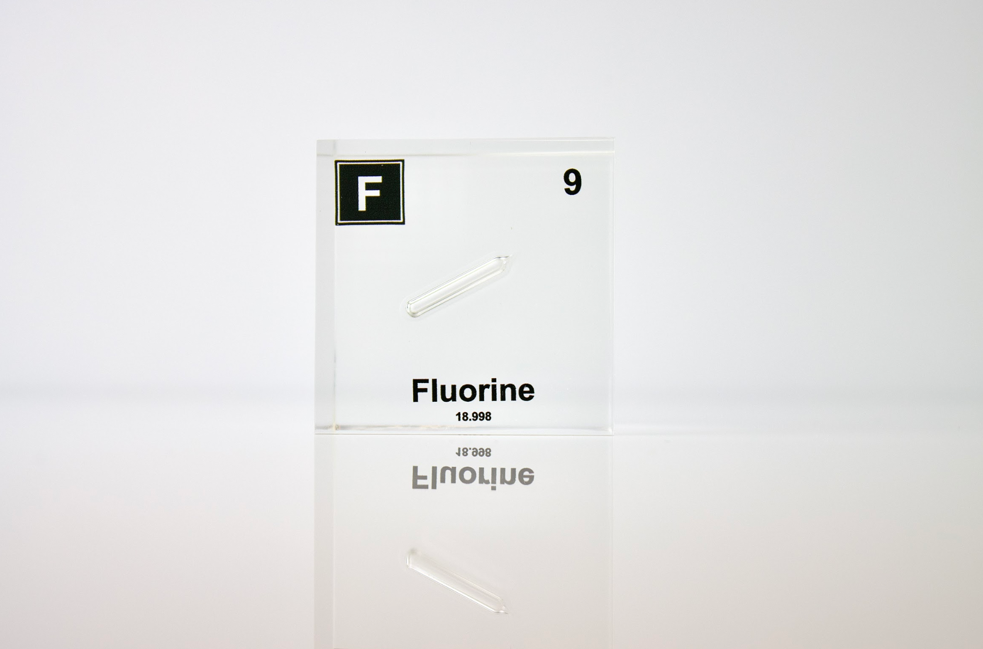 Fluorine Element Cube - 2" Acrylic Display - Atomic Number 9