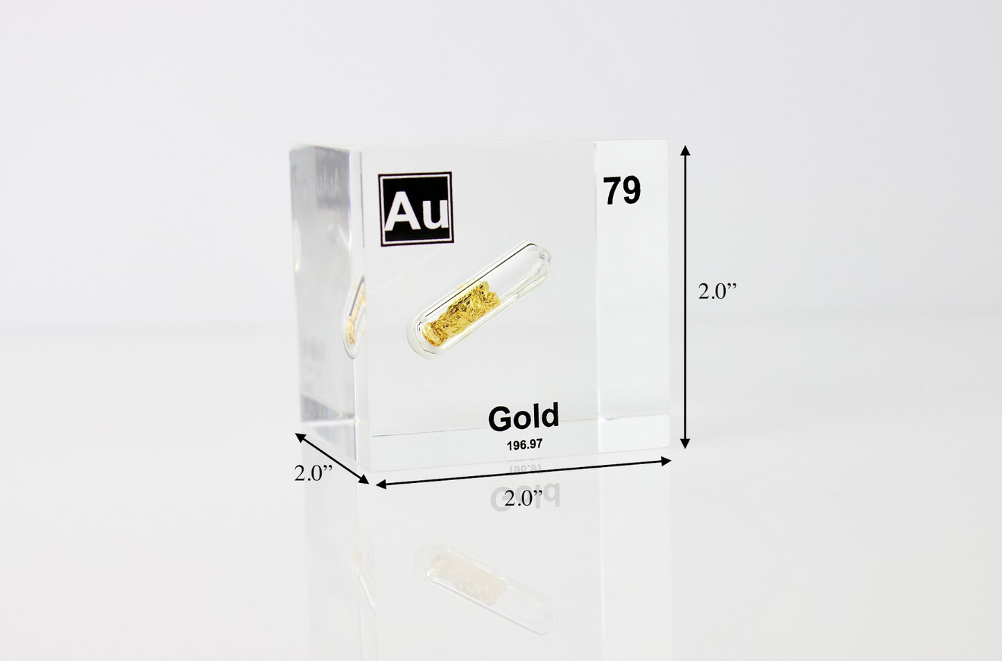 Gold Element Cube - 2" Acrylic Display - Atomic Number 79