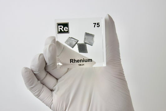 Rhenium Element Cube - 2" Acrylic Display - Atomic Number 75