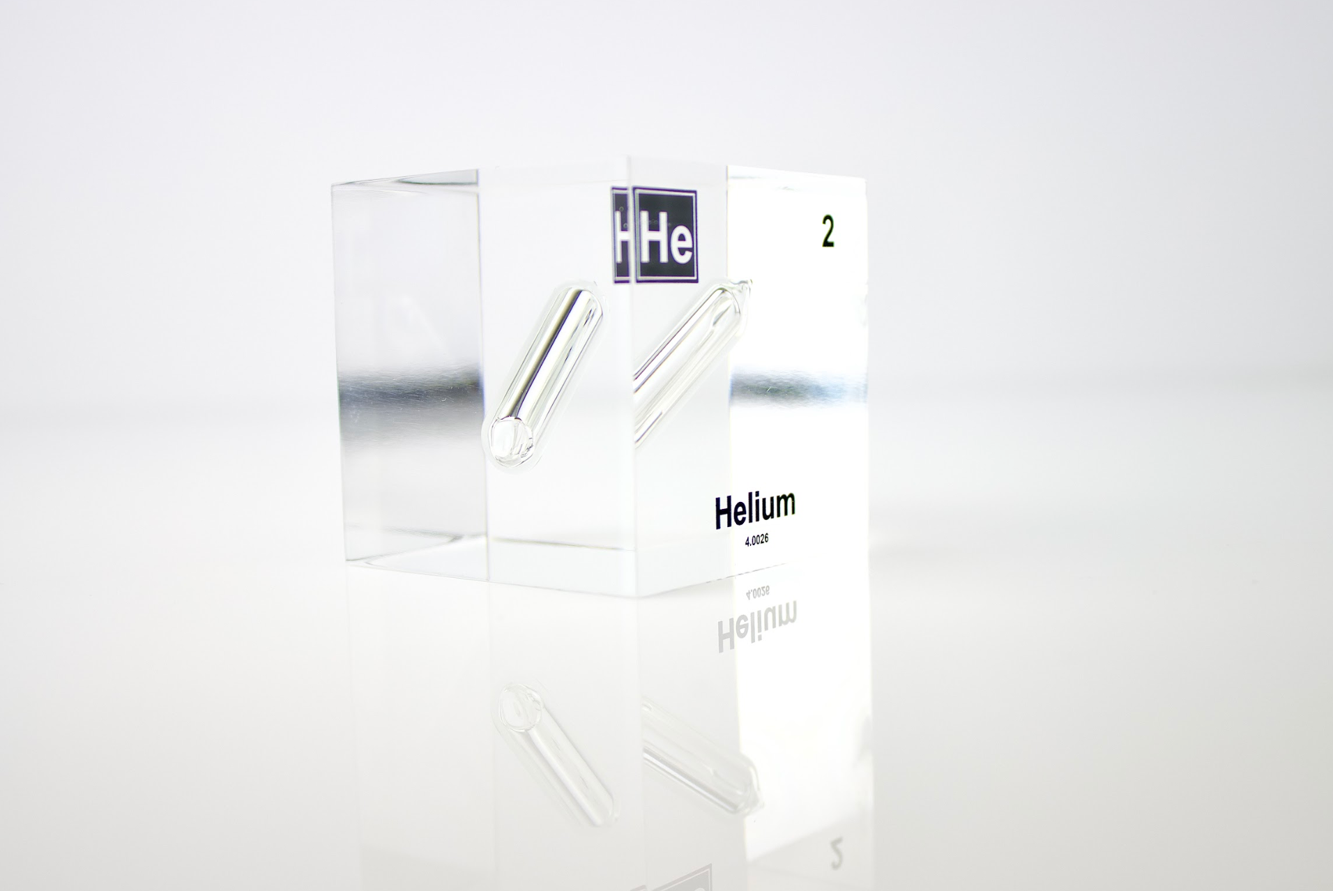 Helium Element Cube - 2" Acrylic Display - Atomic Number 2