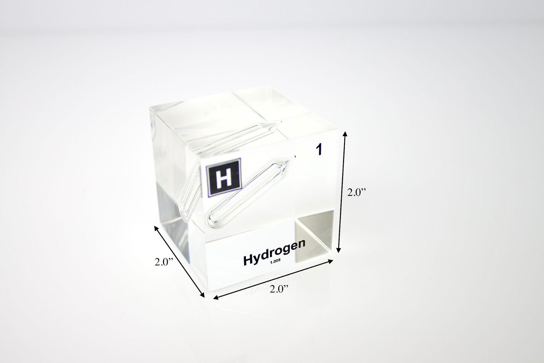 Hydrogen Element Cube - 2" Acrylic Display - Atomic Number 1