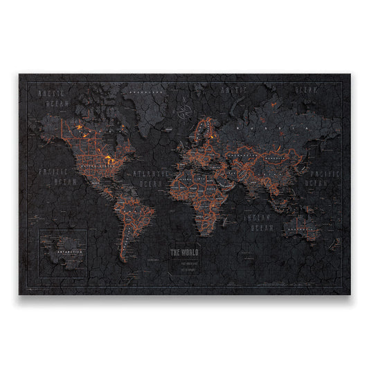 Push Pin World Map: Obsidian (Pins Included)