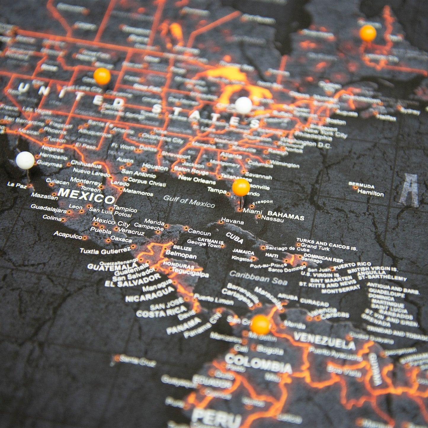 Push Pin World Map: Obsidian (Pins Included)