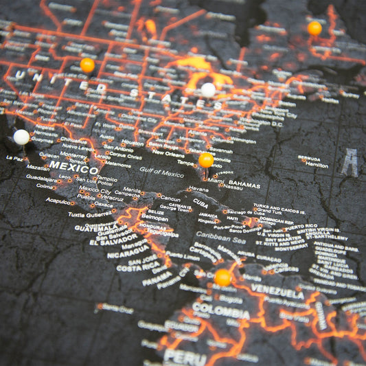 Push Pin World Map: Obsidian (Pins Included)