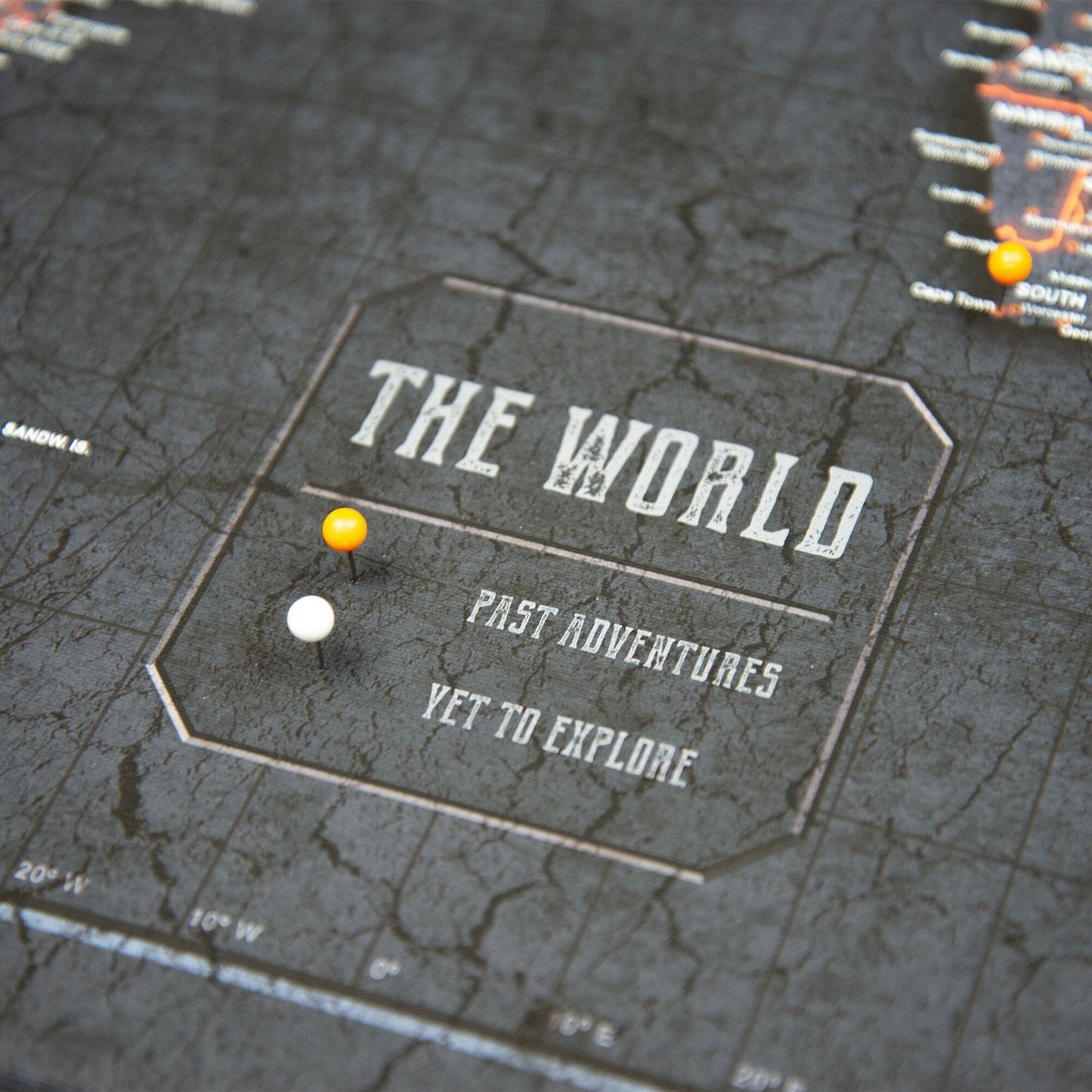 Push Pin World Map: Obsidian (Pins Included)