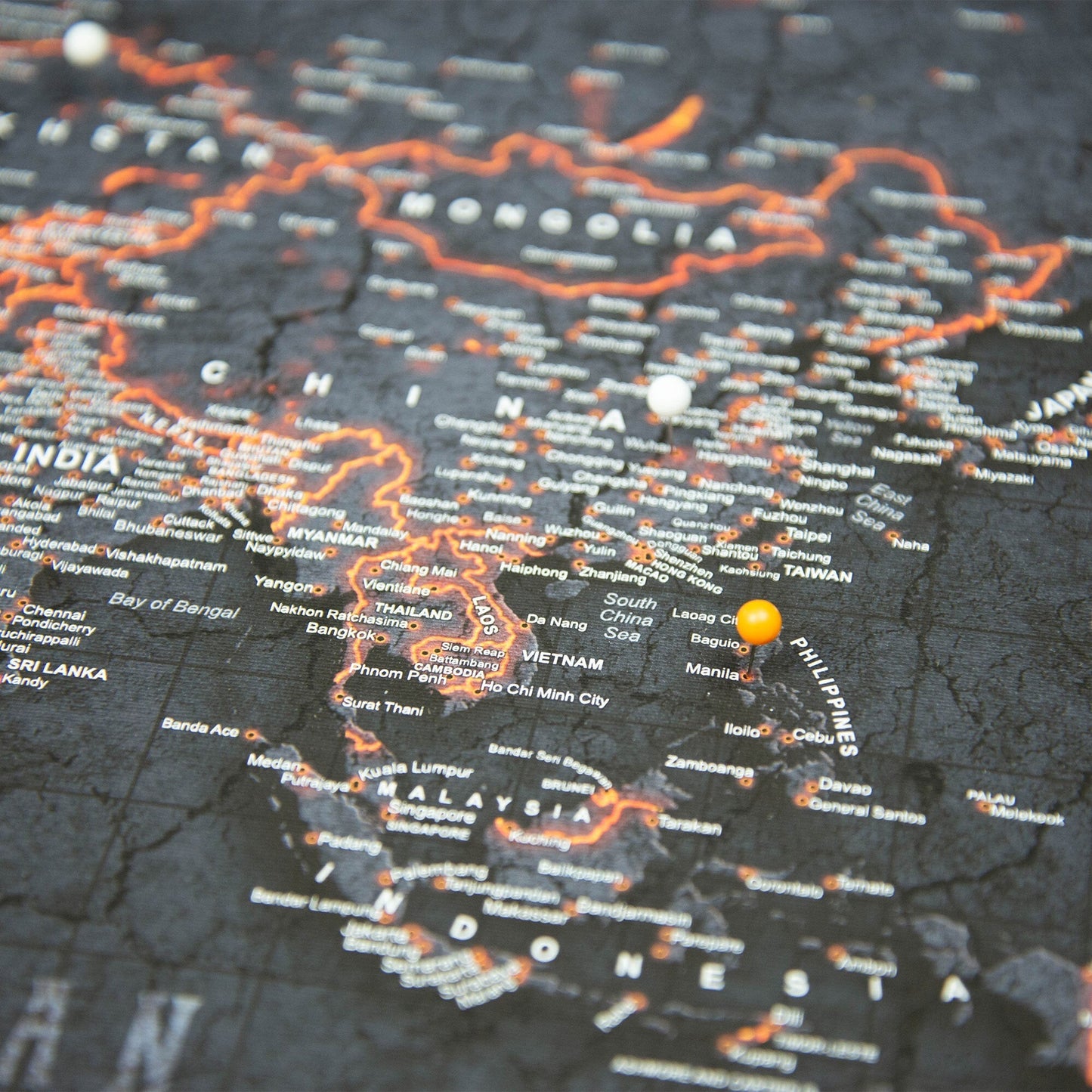 Push Pin World Map: Obsidian (Pins Included)