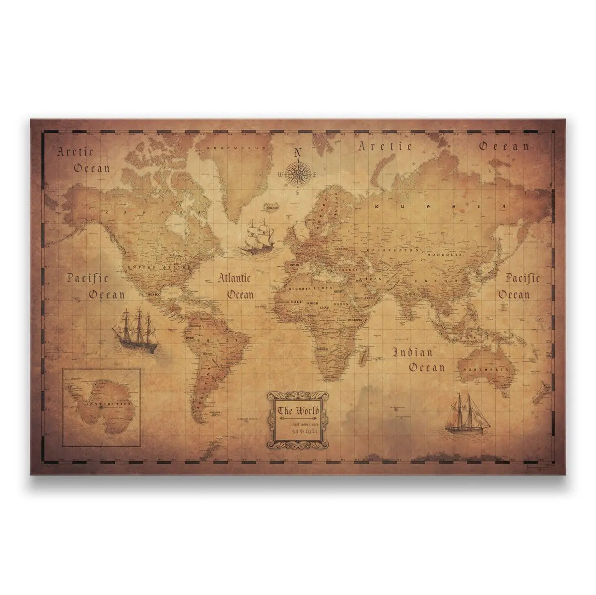 Push Pin World Map: Golden Age (Pins Included)