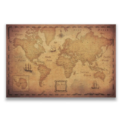 Push Pin World Map: Golden Age (Pins Included)