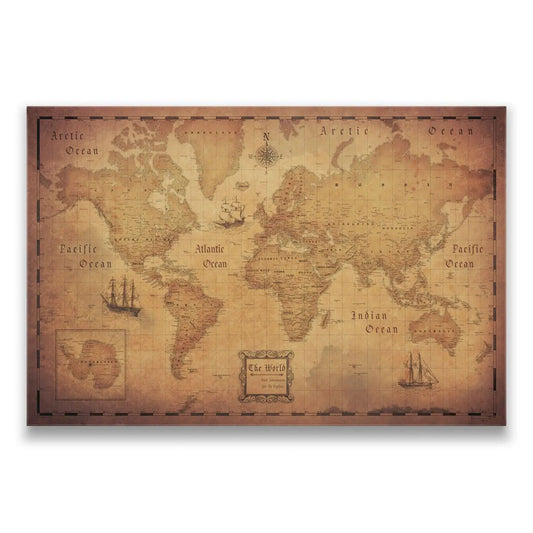 Push Pin World Map: Golden Age (Pins Included)