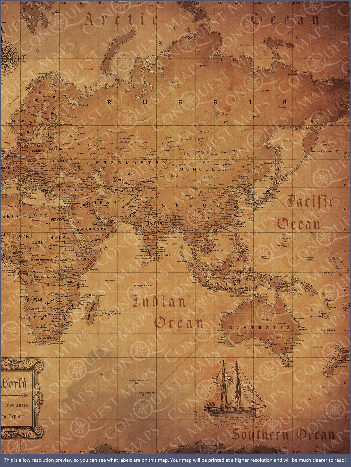 Push Pin World Map: Golden Age (Pins Included)