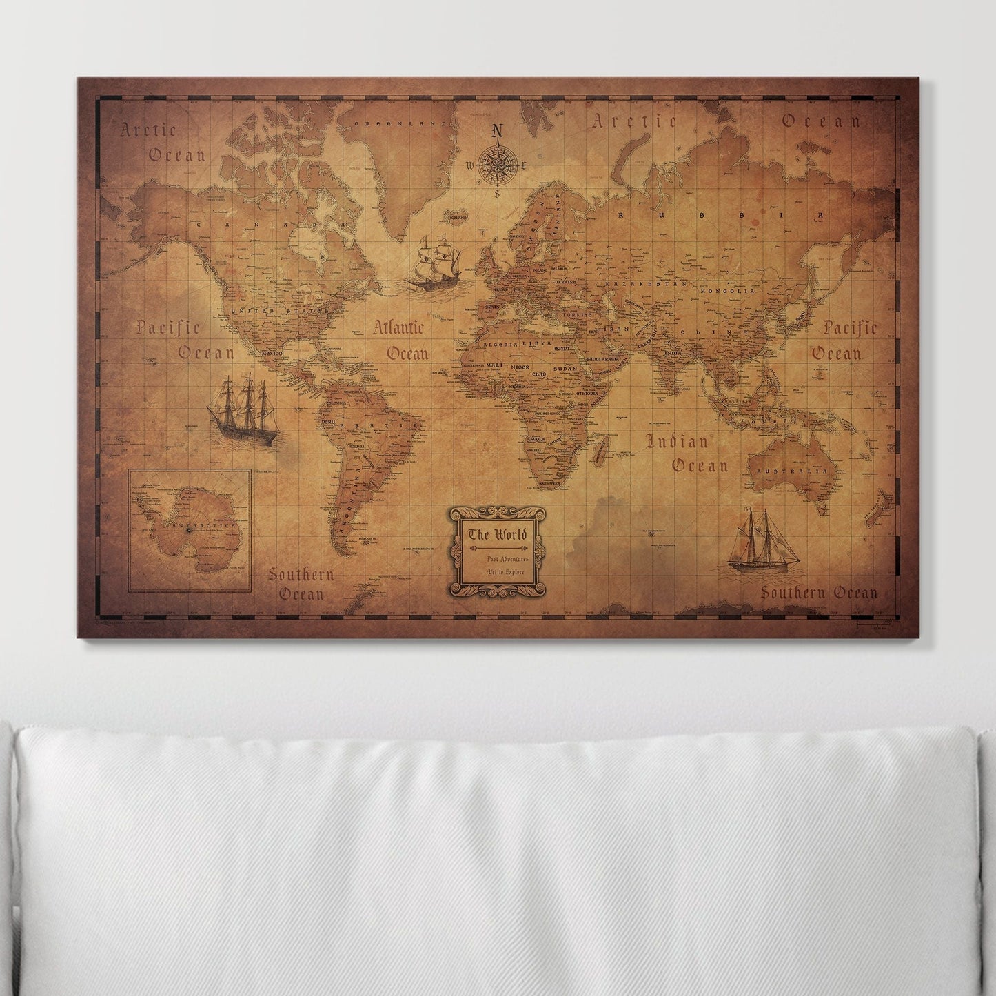 Push Pin World Map: Golden Age (Pins Included)