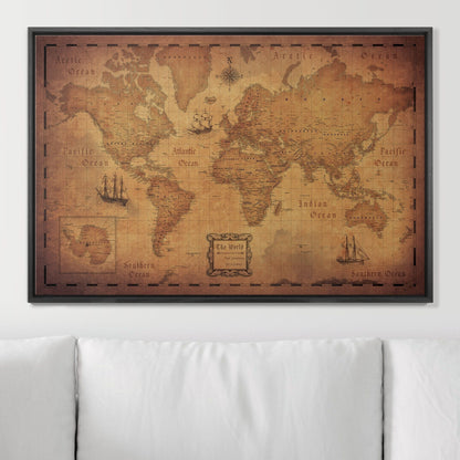 Push Pin World Map: Golden Age (Pins Included)