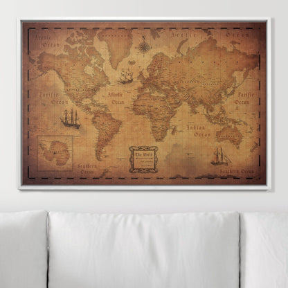 Push Pin World Map: Golden Age (Pins Included)