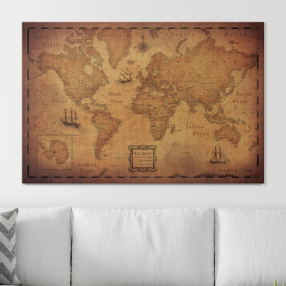 Push Pin World Map: Golden Age (Pins Included)