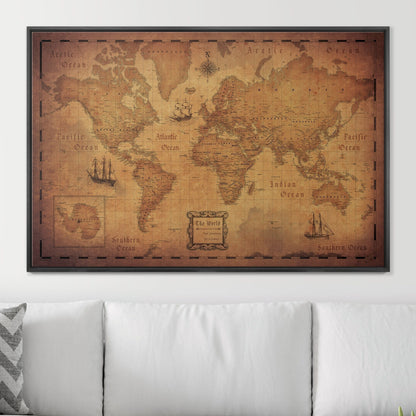 Push Pin World Map: Golden Age (Pins Included)