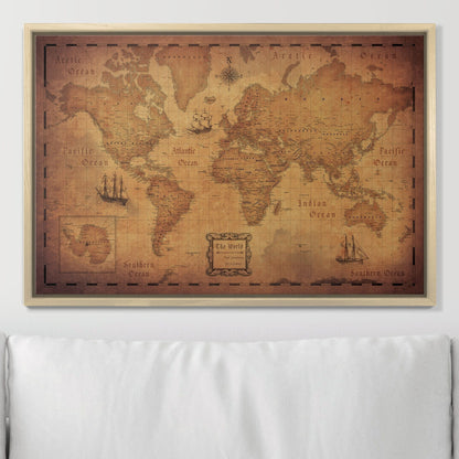 Push Pin World Map: Golden Age (Pins Included)