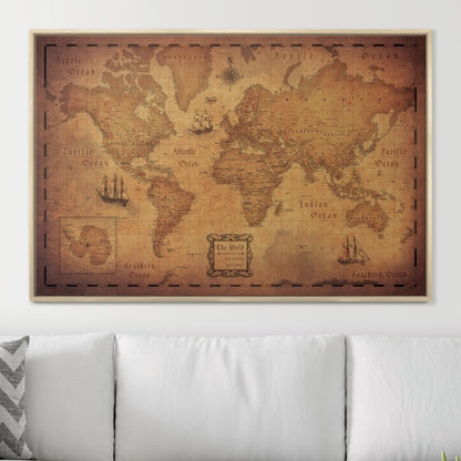 Push Pin World Map: Golden Age (Pins Included)