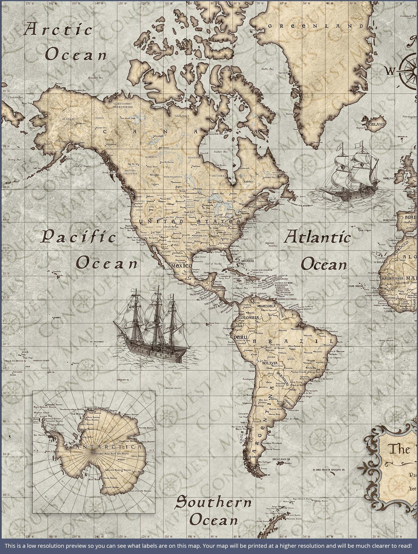 Push Pin World Map: Rustic Vintage (Pins Included)