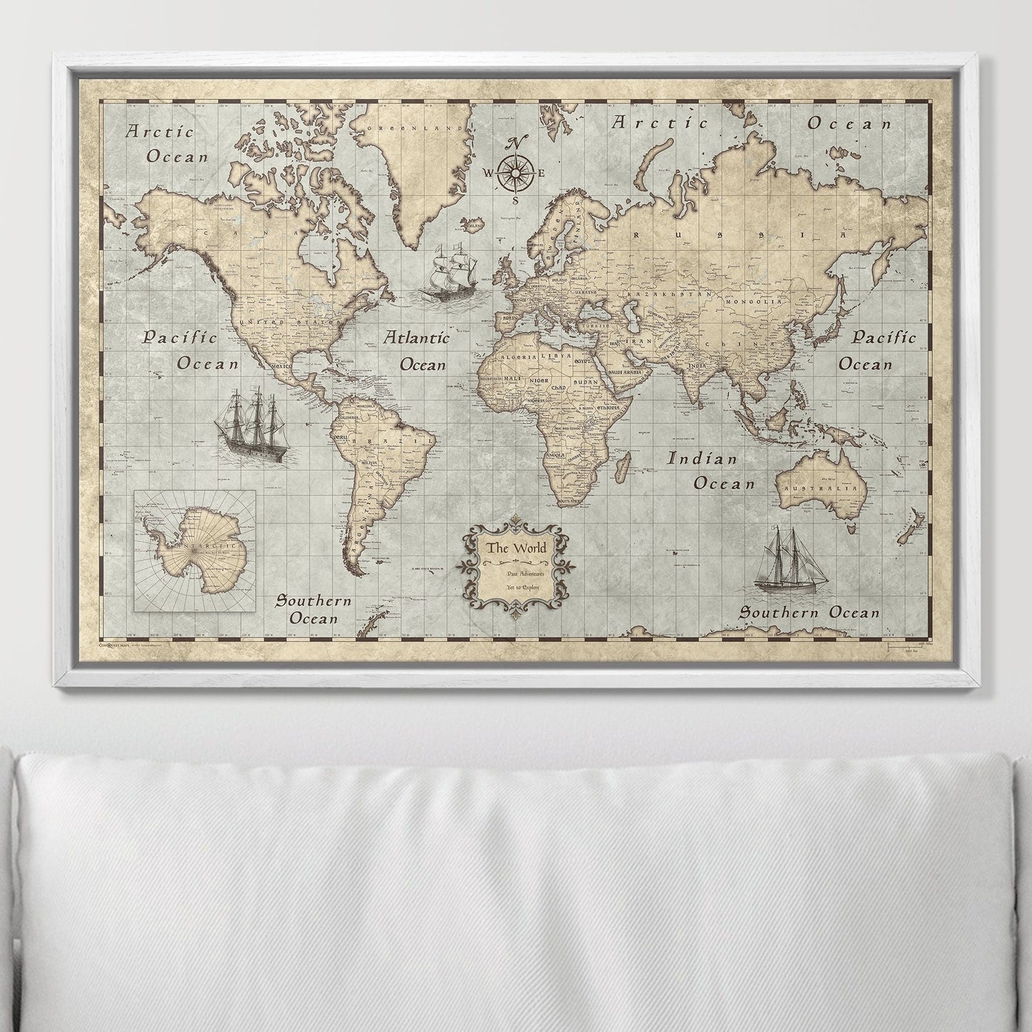 Push Pin World Map: Rustic Vintage (Pins Included)