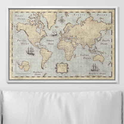 Push Pin World Map: Rustic Vintage (Pins Included)