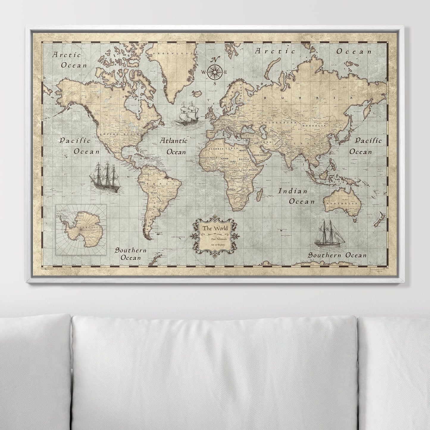 Push Pin World Map: Rustic Vintage (Pins Included)