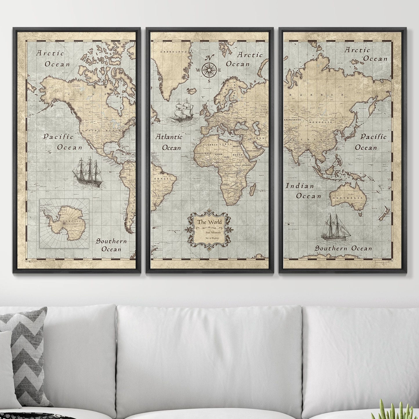 Push Pin World Map: Rustic Vintage (Pins Included)