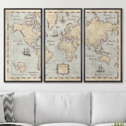 Push Pin World Map: Rustic Vintage (Pins Included)