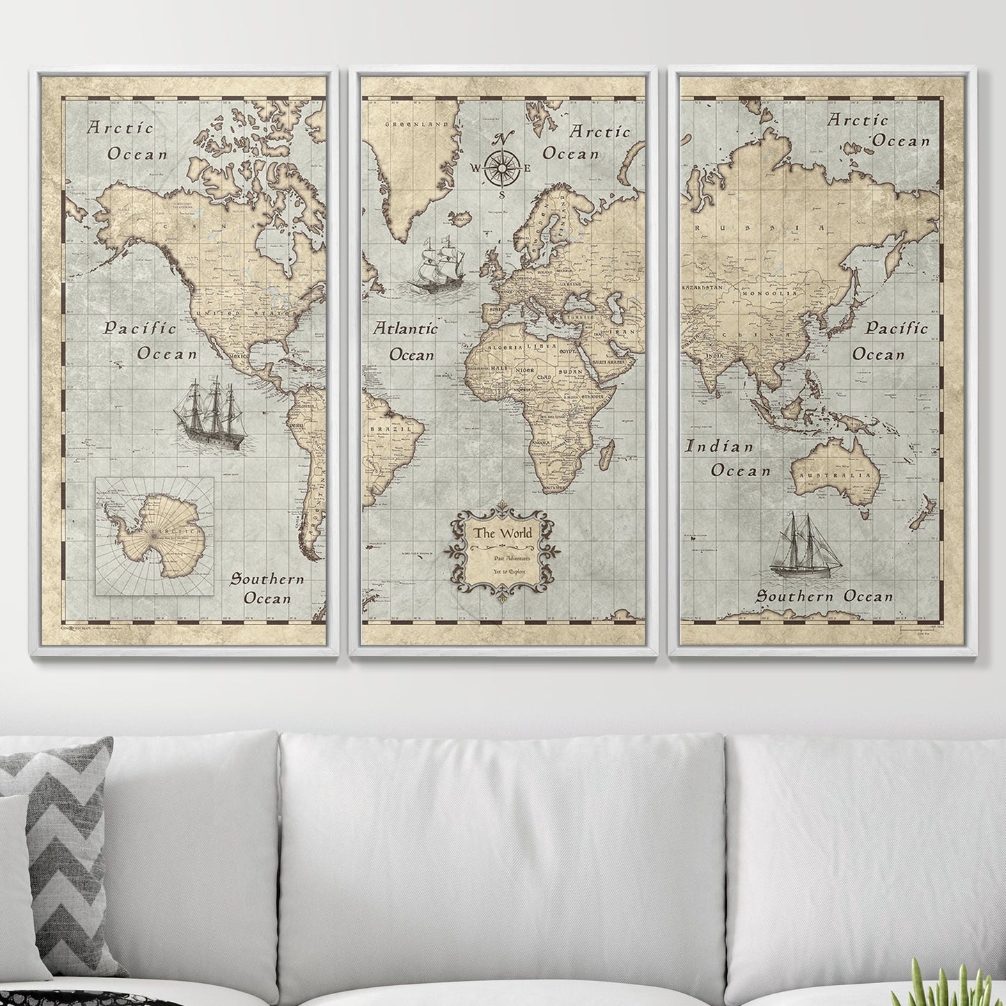 Push Pin World Map: Rustic Vintage (Pins Included)