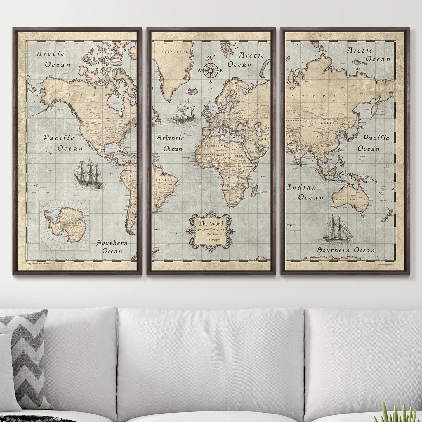Push Pin World Map: Rustic Vintage (Pins Included)