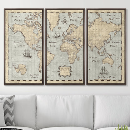 Push Pin World Map: Rustic Vintage (Pins Included)