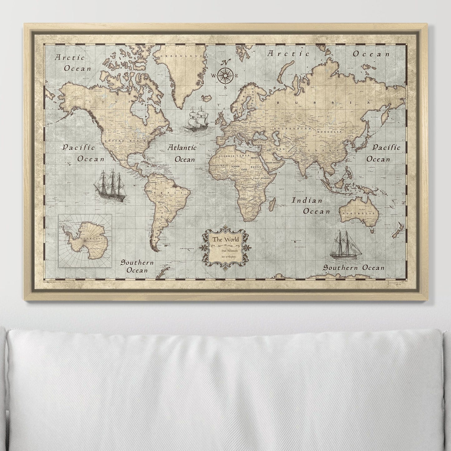 Push Pin World Map: Rustic Vintage (Pins Included)
