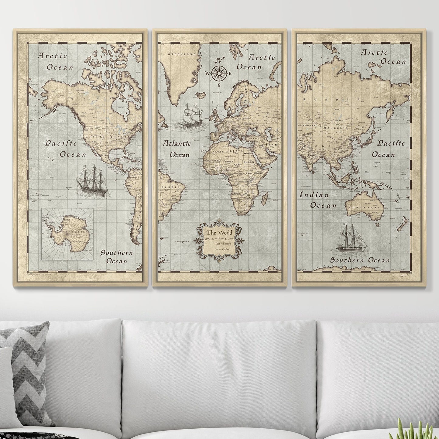 Push Pin World Map: Rustic Vintage (Pins Included)