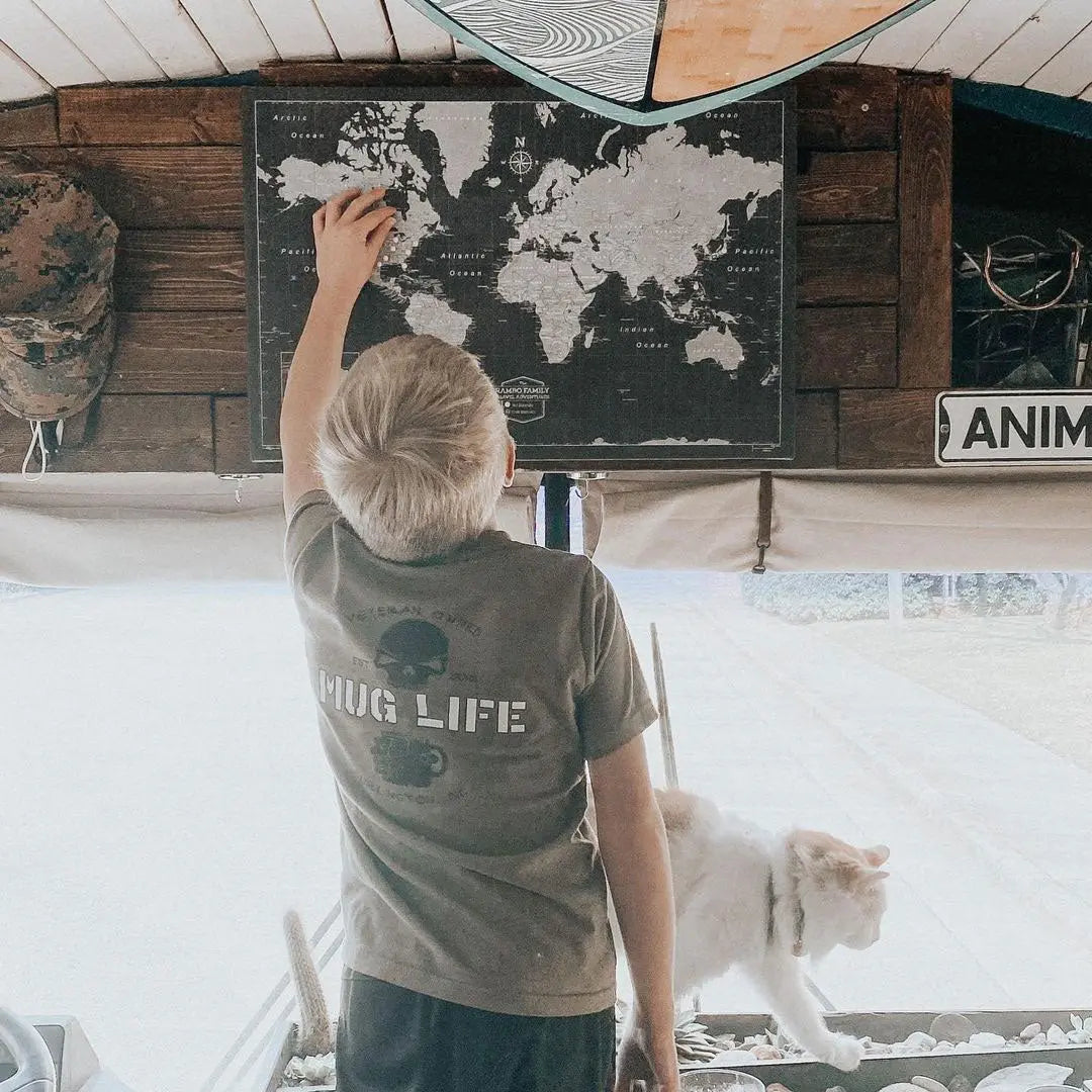 Push Pin World Map: Modern Slate (Pins Included)