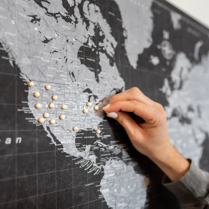 Push Pin World Map: Modern Slate (Pins Included)