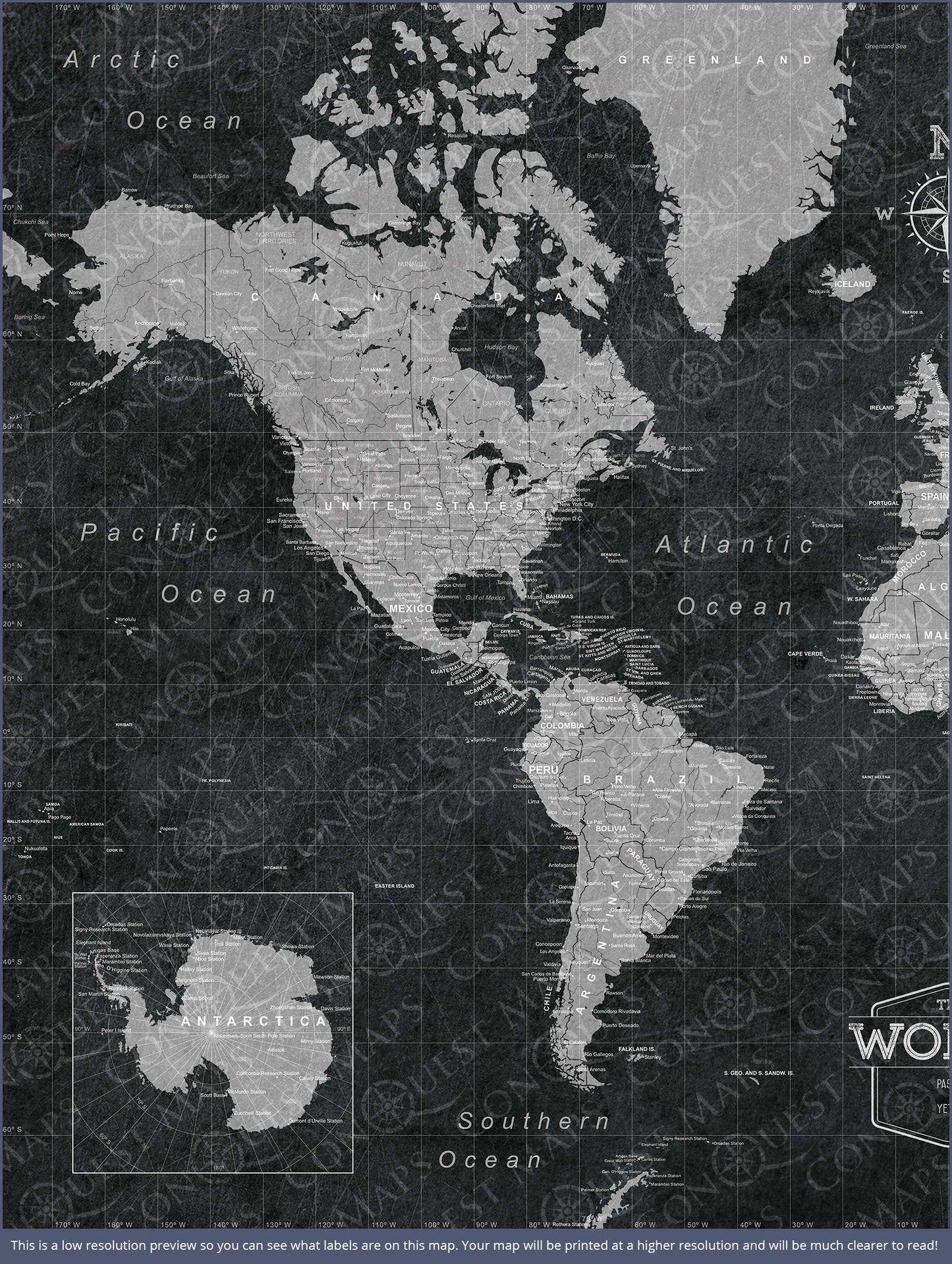 Push Pin World Map: Modern Slate (Pins Included)