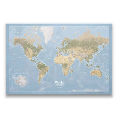 Push Pin World Map: Natural Earth (Pins Included)