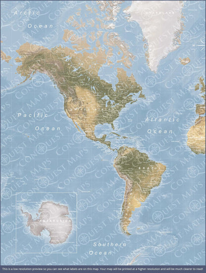 Push Pin World Map: Natural Earth (Pins Included)