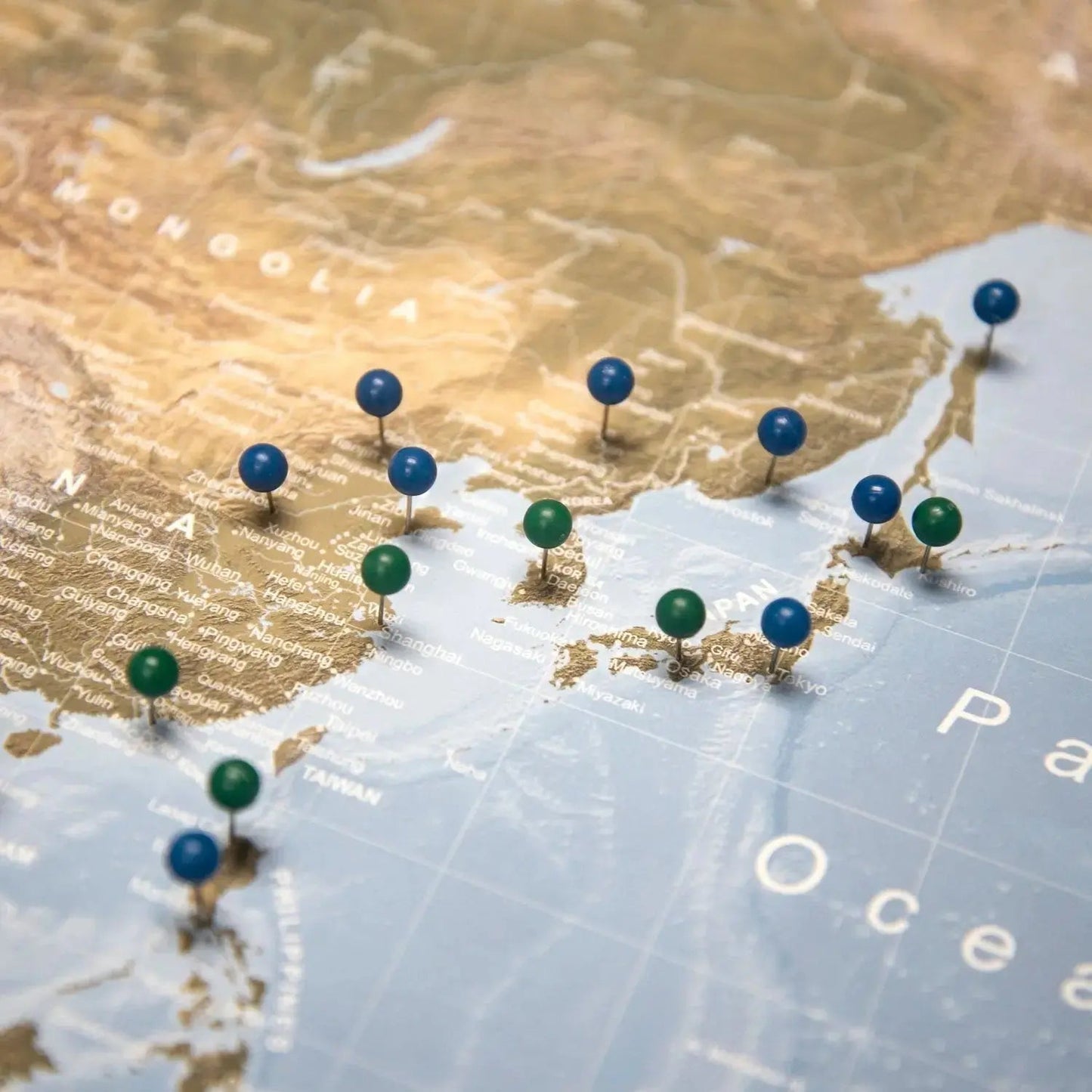 Push Pin World Map: Natural Earth (Pins Included)