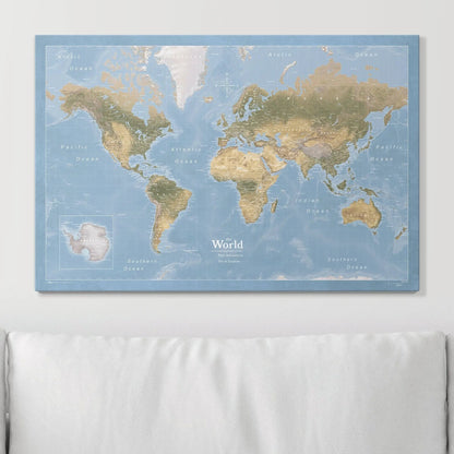 Push Pin World Map: Natural Earth (Pins Included)