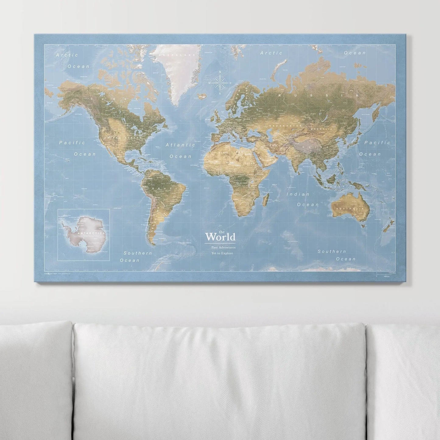 Push Pin World Map: Natural Earth (Pins Included)
